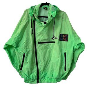 Vintage 1990 Bodyglove Windbreaker Jacket Mens Green Graphic Hooded Nylon